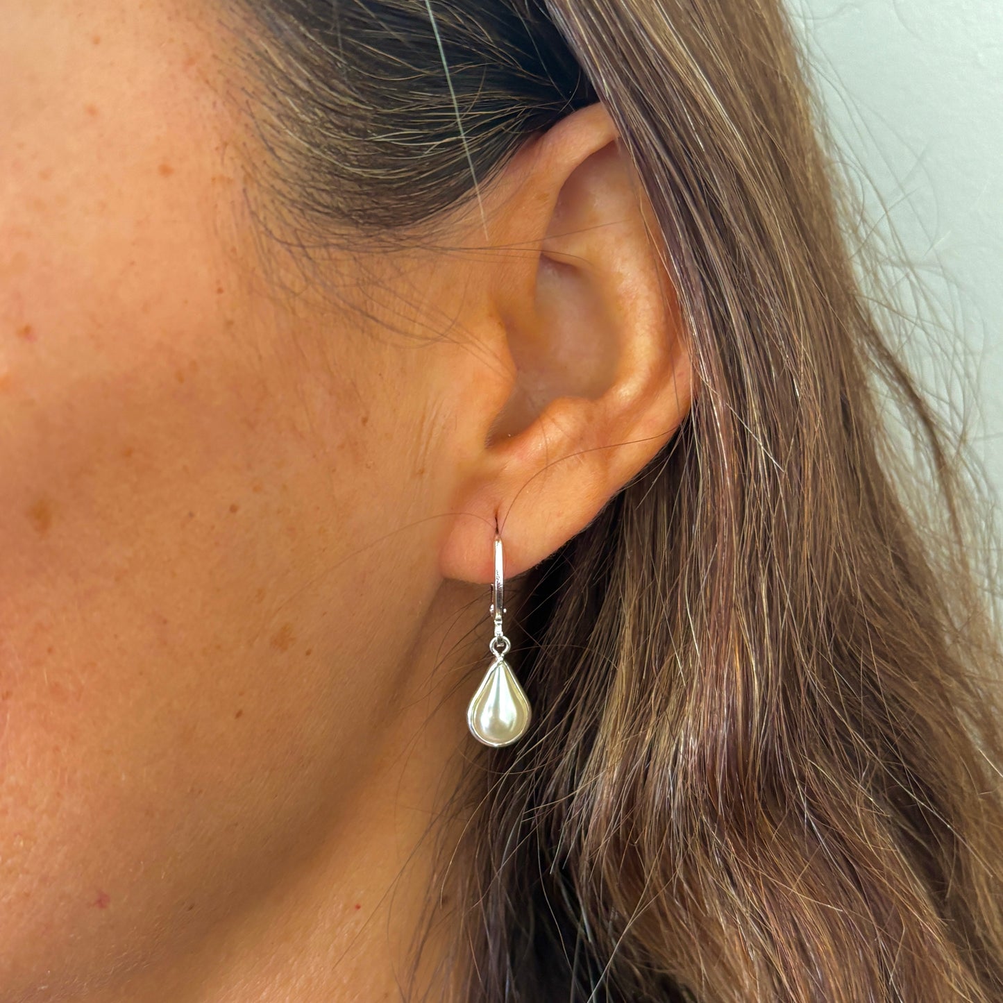 AROS DROP PERLA- BAÑADO EN PLATA