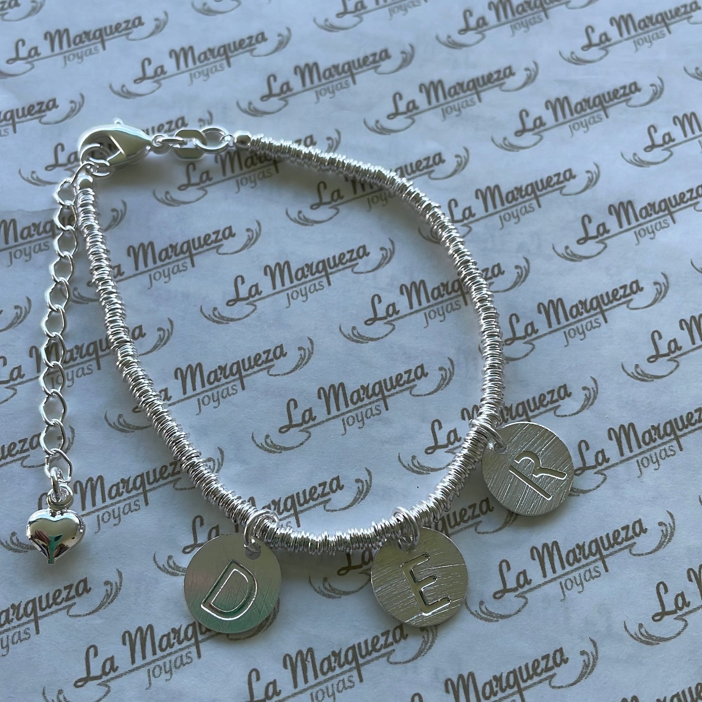 PULSERA LETRA PERSONALIZADA - BAÑADO EN PLATA