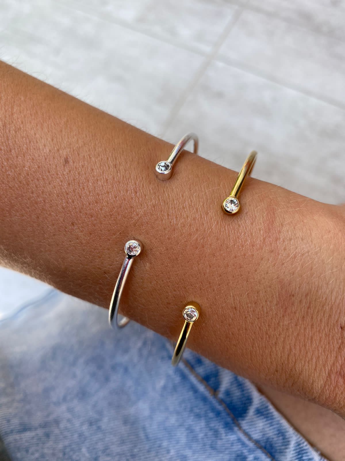 PULSERA ESCLAVA CIRCONES - BAÑADO EN PLATA