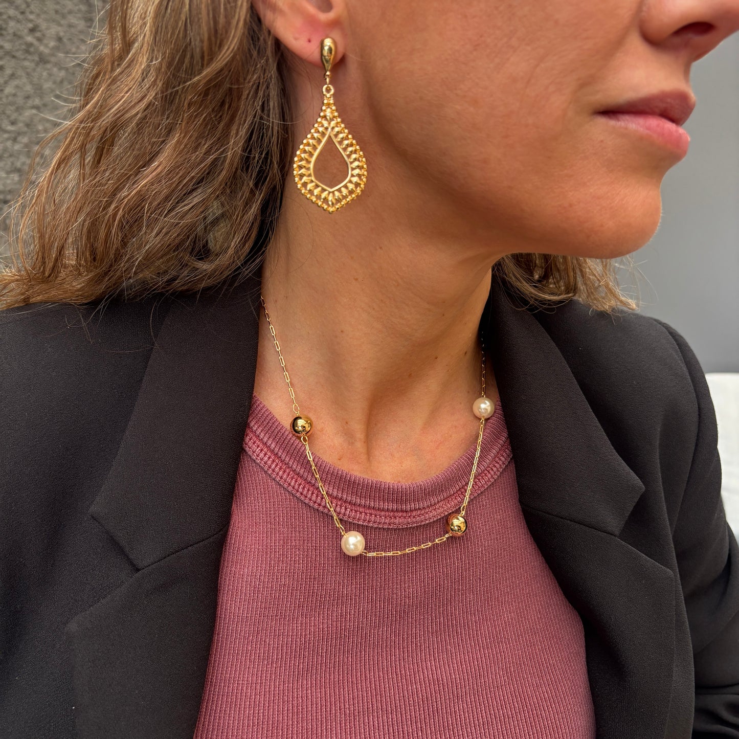 COLLAR PEARL - BAÑADO EN ORO