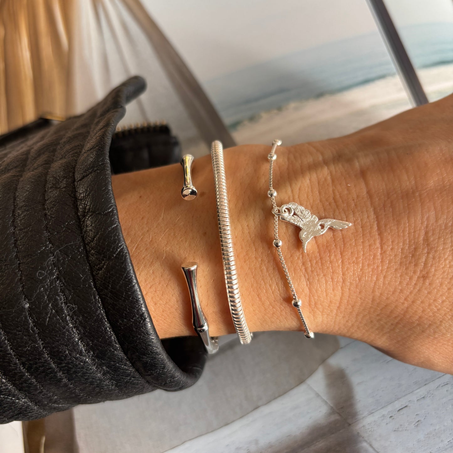 PULSERA COLIBRÍ - BAÑADO EN PLATA