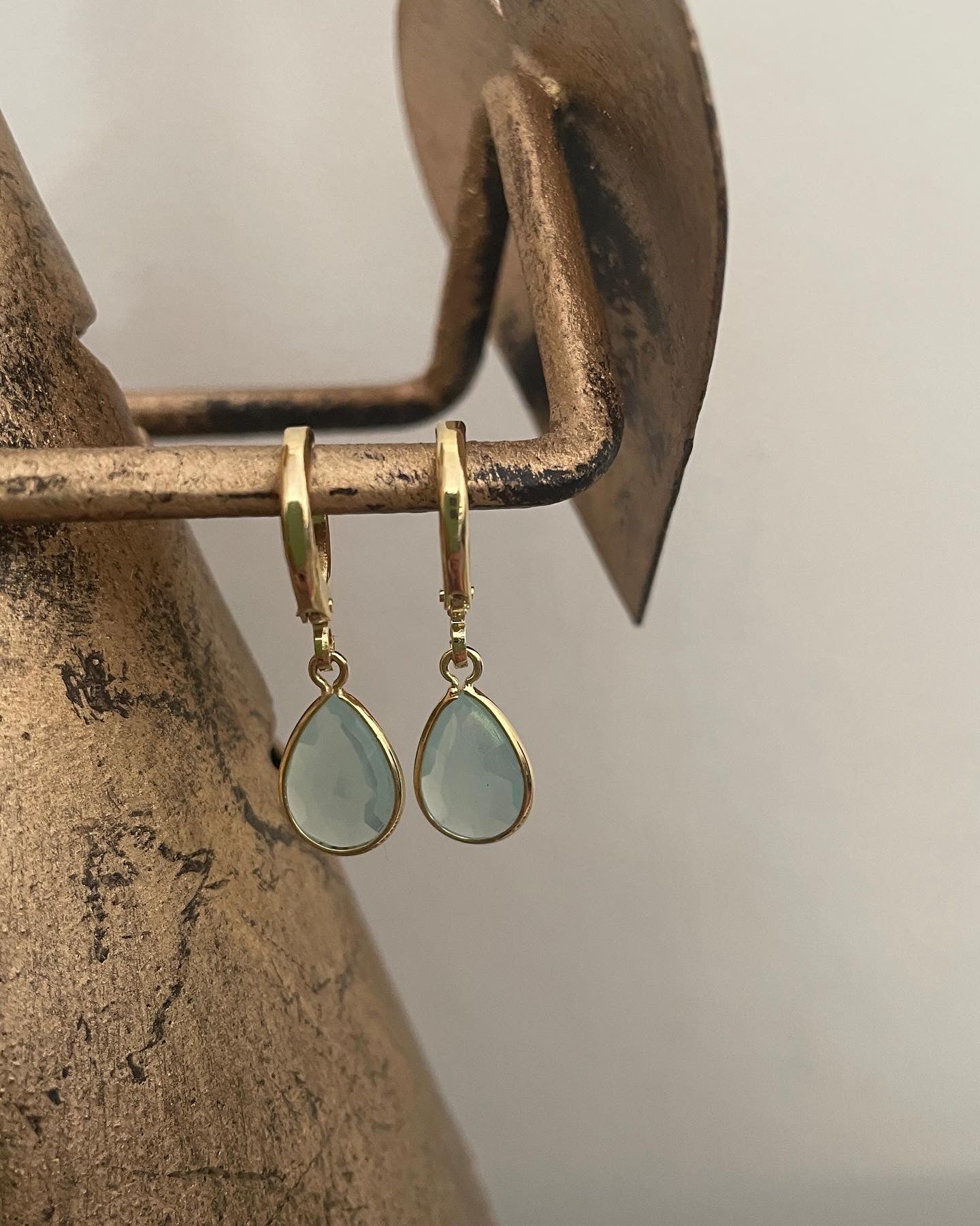 AROS DROP TURQUESA - BAÑADO EN ORO