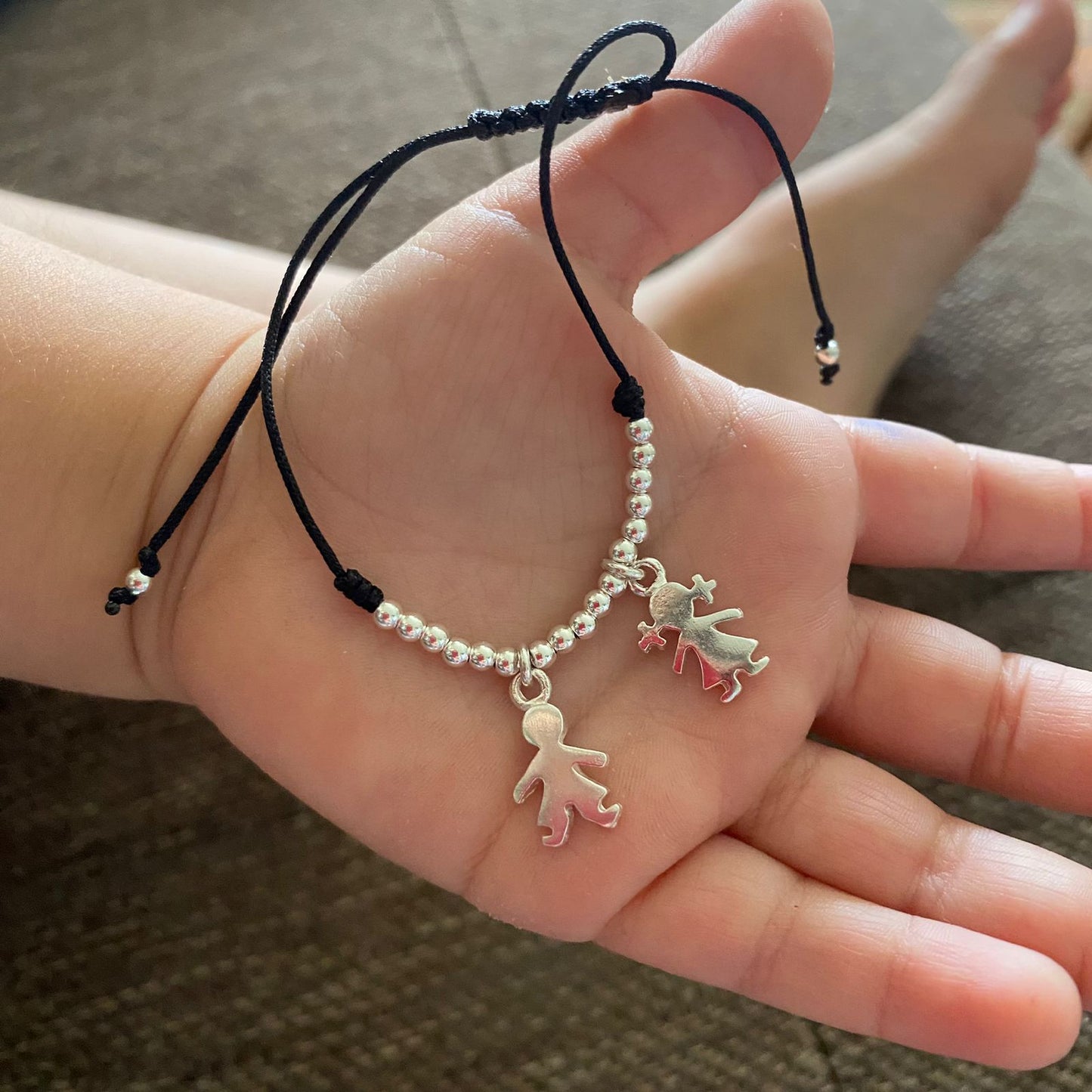 PULSERA HILO NIÑOS PERSONALIZADA - PLATA