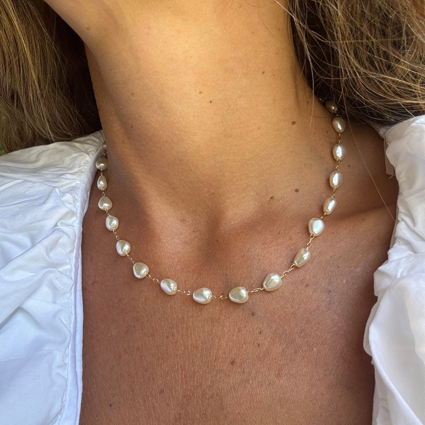 COLLAR PERLAS- BAÑADO EN ORO