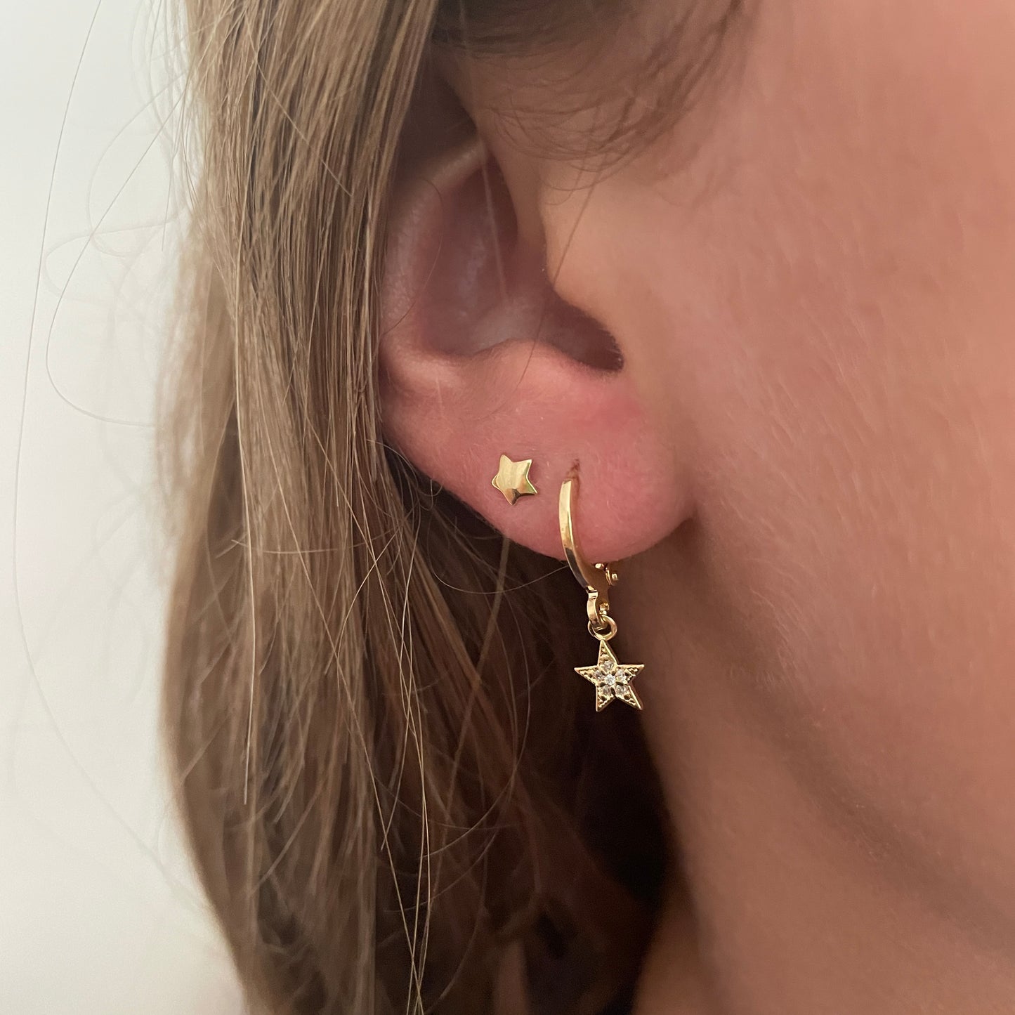 AROS ARGOLLA STAR CIRCON - BAÑADO EN ORO