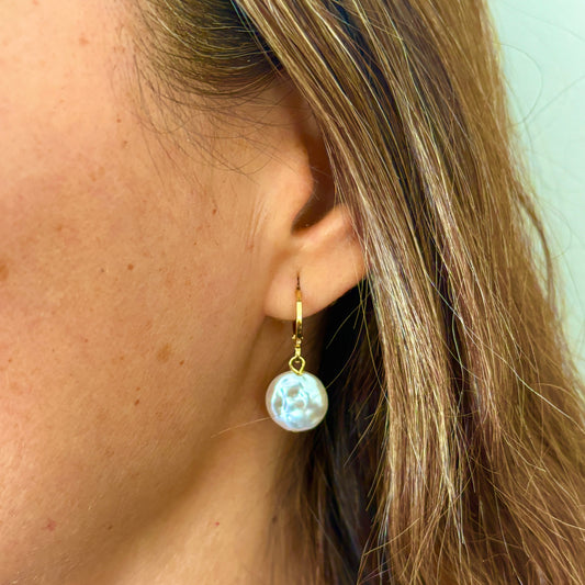 AROS ARGOLLAS PERLA- BAÑADO EN ORO