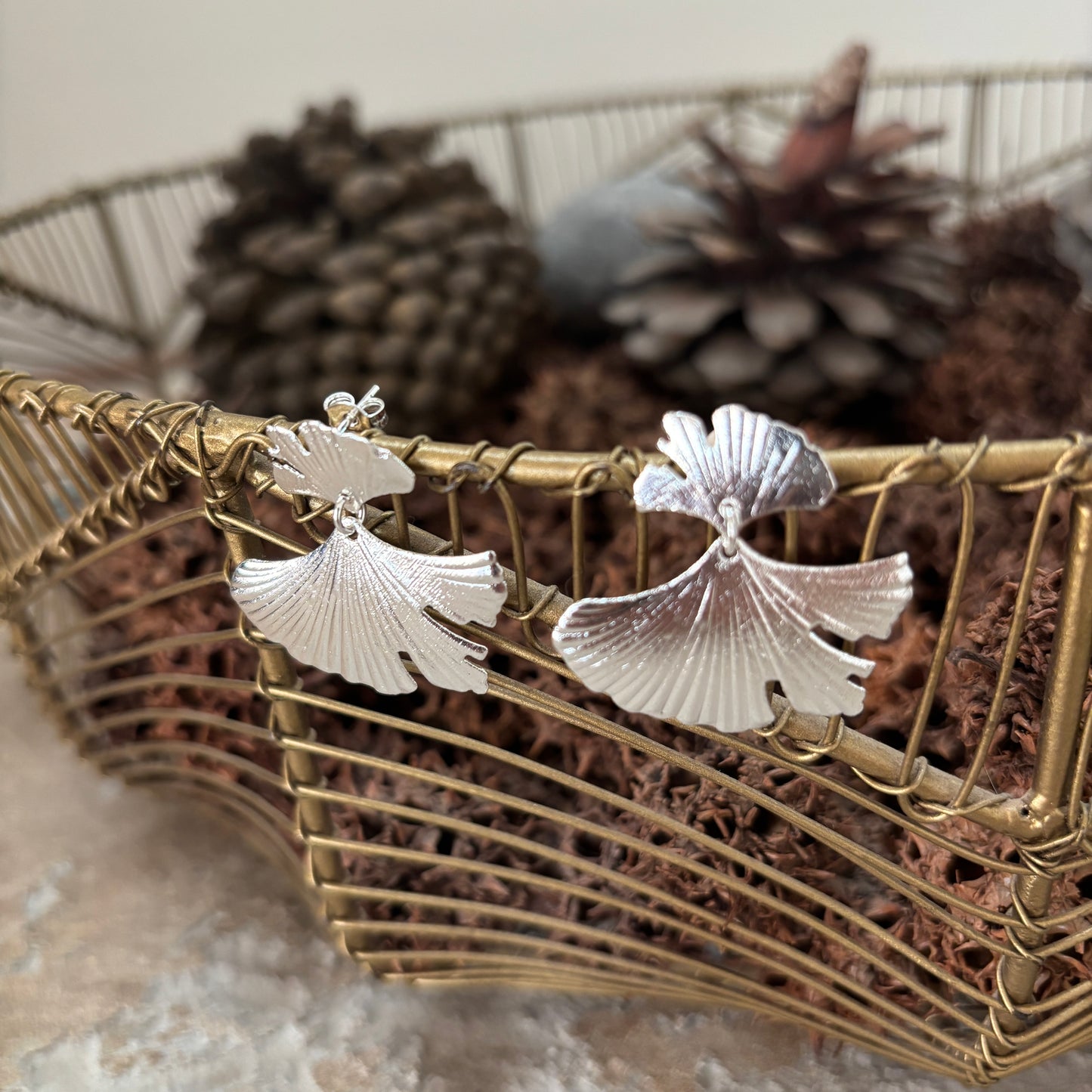 AROS TWO GINKGO- BAÑADO EN PLATA