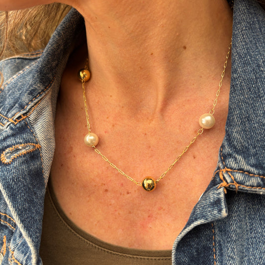 COLLAR PEARL - BAÑADO EN ORO