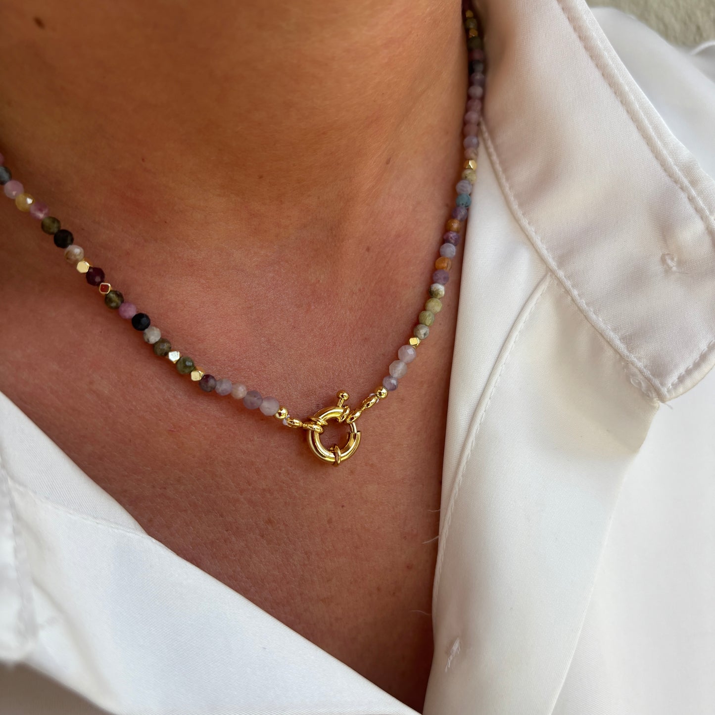COLLAR TURMALINA - BAÑADO EN ORO