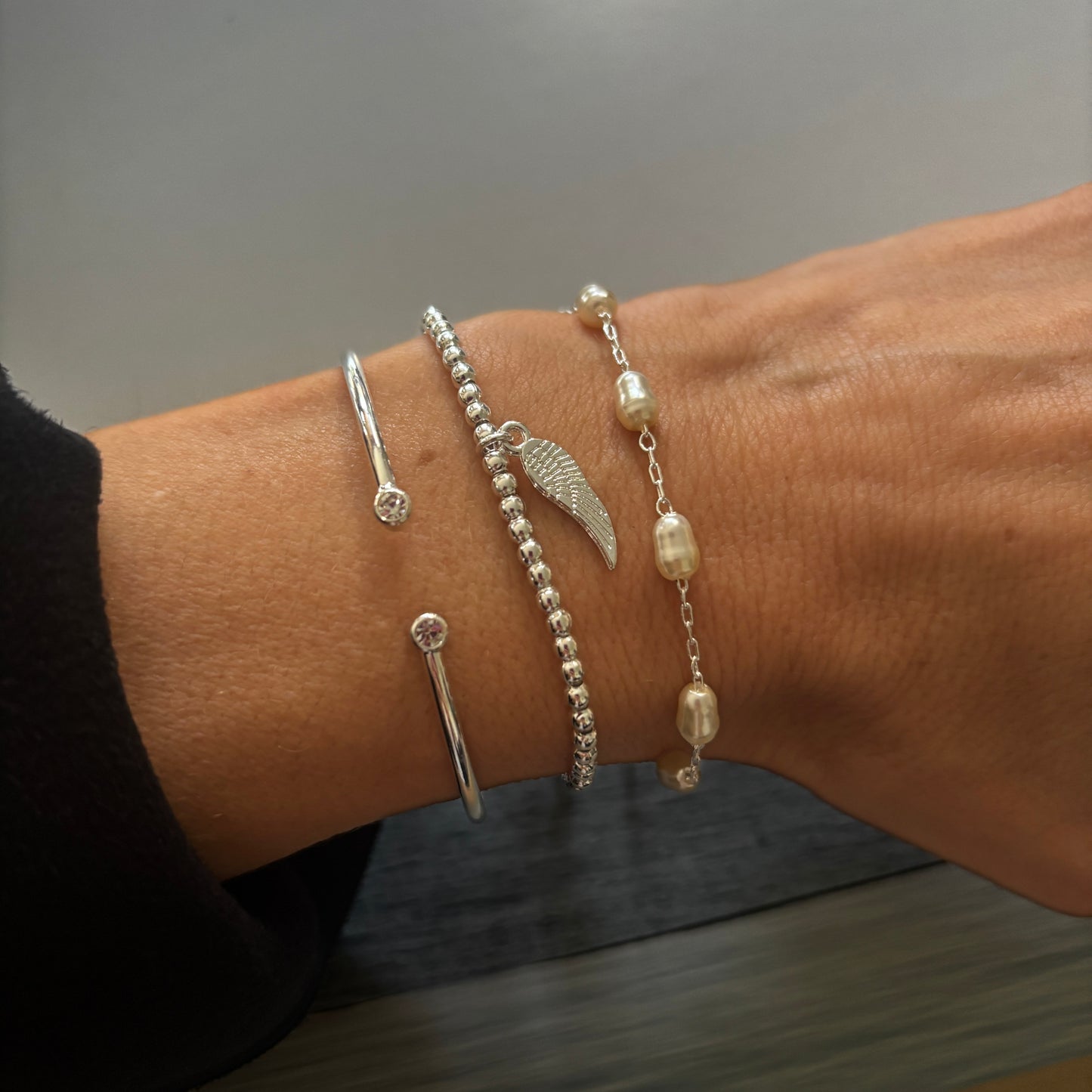PULSERA ALA DE ANGEL - BAÑADO EN PLATA
