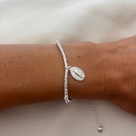 PULSERA VIRGEN DE LOS RAYOS - BAÑADO EN PLATA