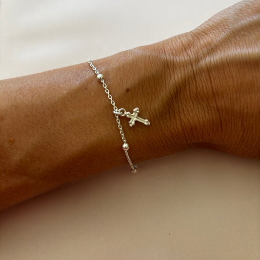 PULSERA DE PLATA CRUZ BARROCA - RELIGIOSO