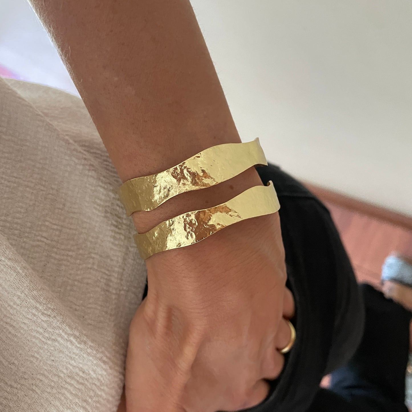 PULSERA ESCLAVA OLIMPIA DOBLE - BAÑADO EN ORO