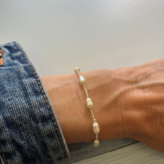 PULSERA PEROLÁ - BAÑADO EN PLATA