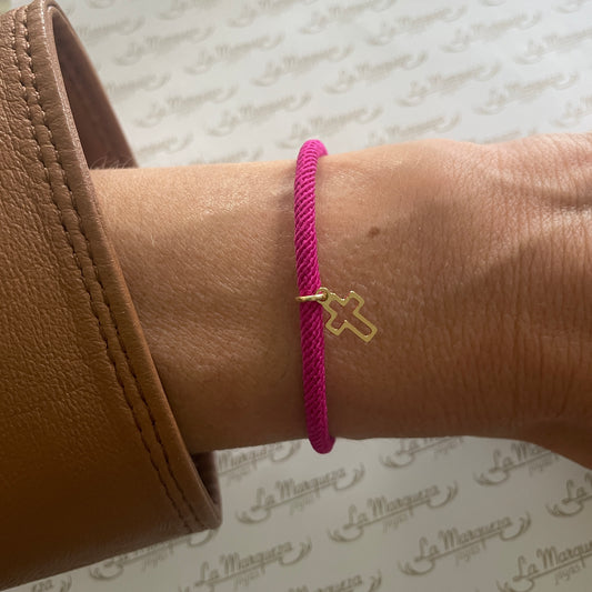 PULSERA COLORS CRUZ - BAÑADO EN ORO
