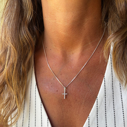 COLLAR CRUZ - BAÑADO EN PLATA