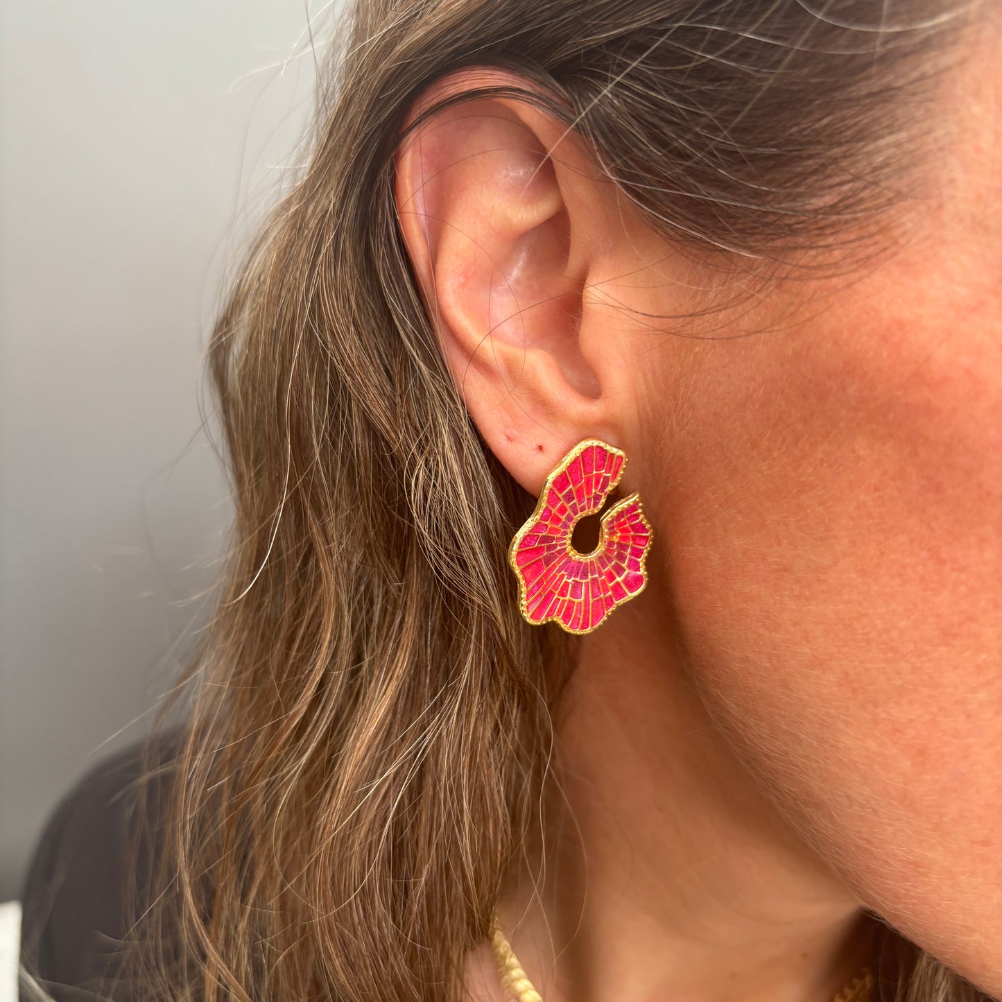 AROS HIBISCO - BAÑADO EN ORO