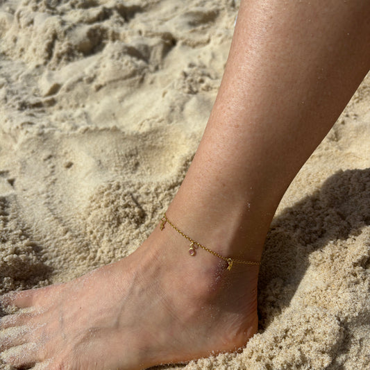 PULSERA TOBILLERA TENERIFE - BAÑADO EN ORO