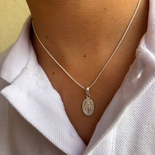 CADENA DE PLATA VIRGEN DE LOS RAYOS SIMPLE- RELIGIOSO