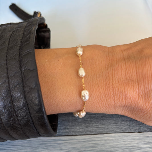 PULSERA PEROLÁ - BAÑADO EN ORO