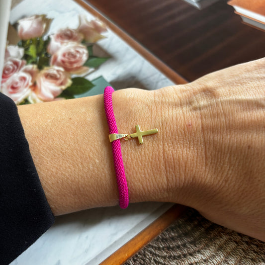 PULSERA COLORS CRUZ - BAÑADO EN ORO