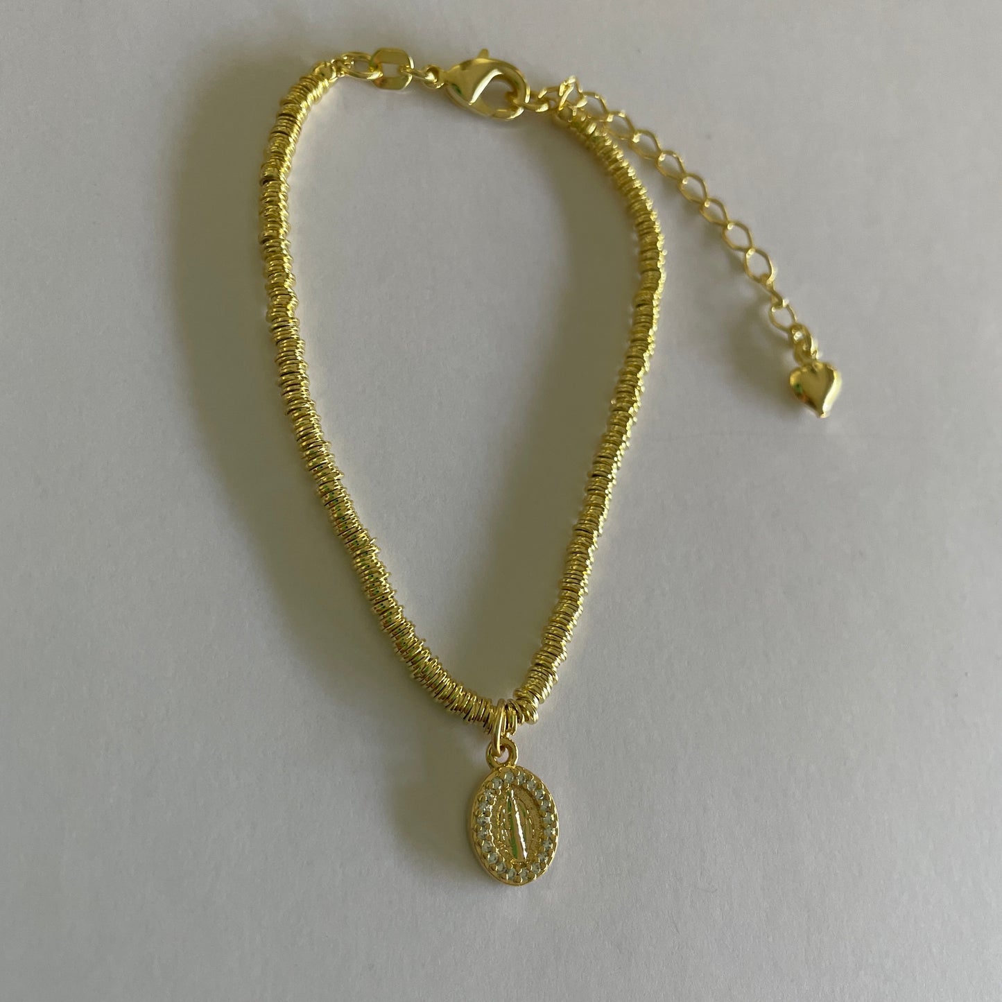 PULSERA VIRGEN DE LOS RAYOS CIRCONES  - BAÑADO EN ORO