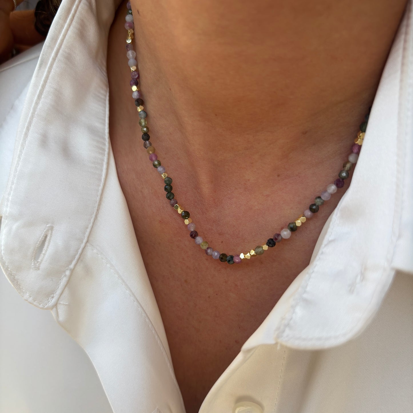COLLAR TURMALINA - BAÑADO EN ORO