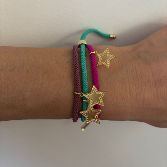 PULSERA COLORS STAR  - BAÑADO EN ORO