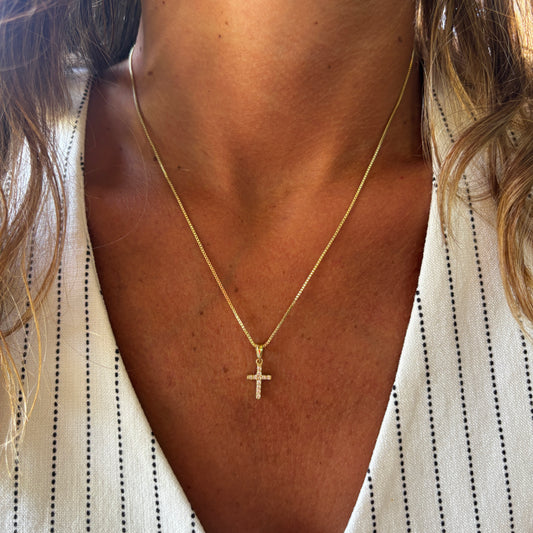 COLLAR CRUZ - BAÑADO EN ORO