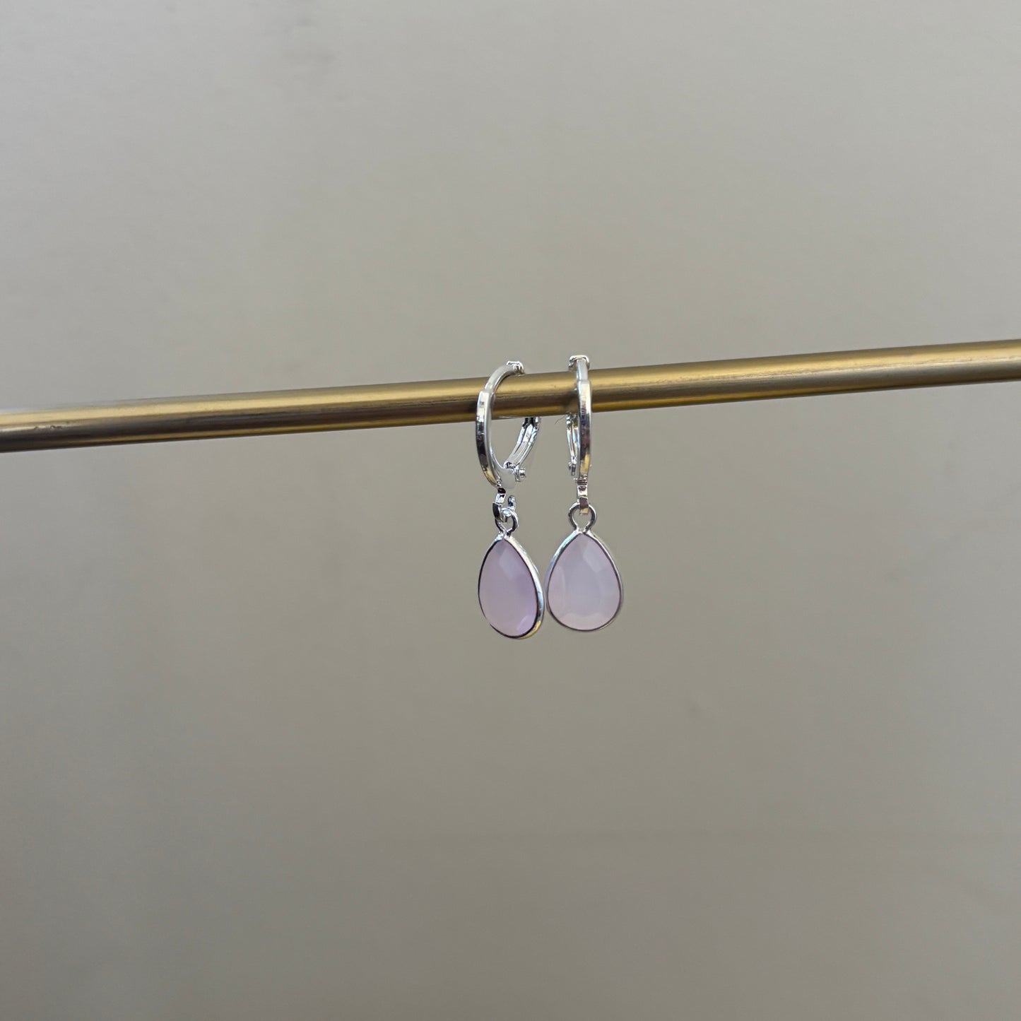 AROS  DROP ROSADO - BAÑADO EN PLATA