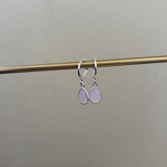 AROS  DROP ROSADO - BAÑADO EN PLATA