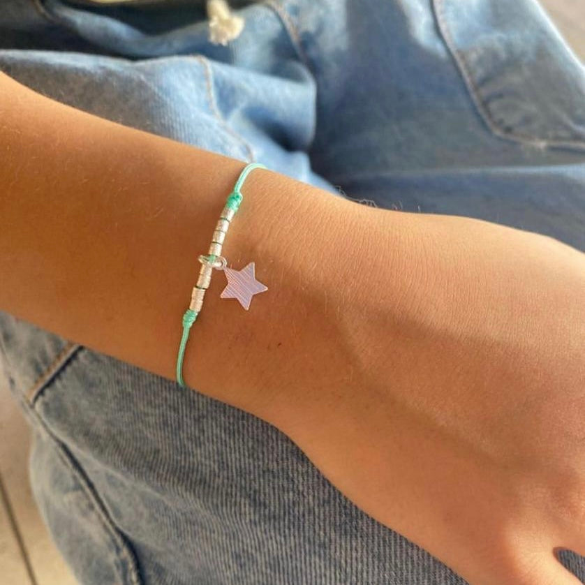 PULSERA HILO STAR  - BAÑADO EN PLATA