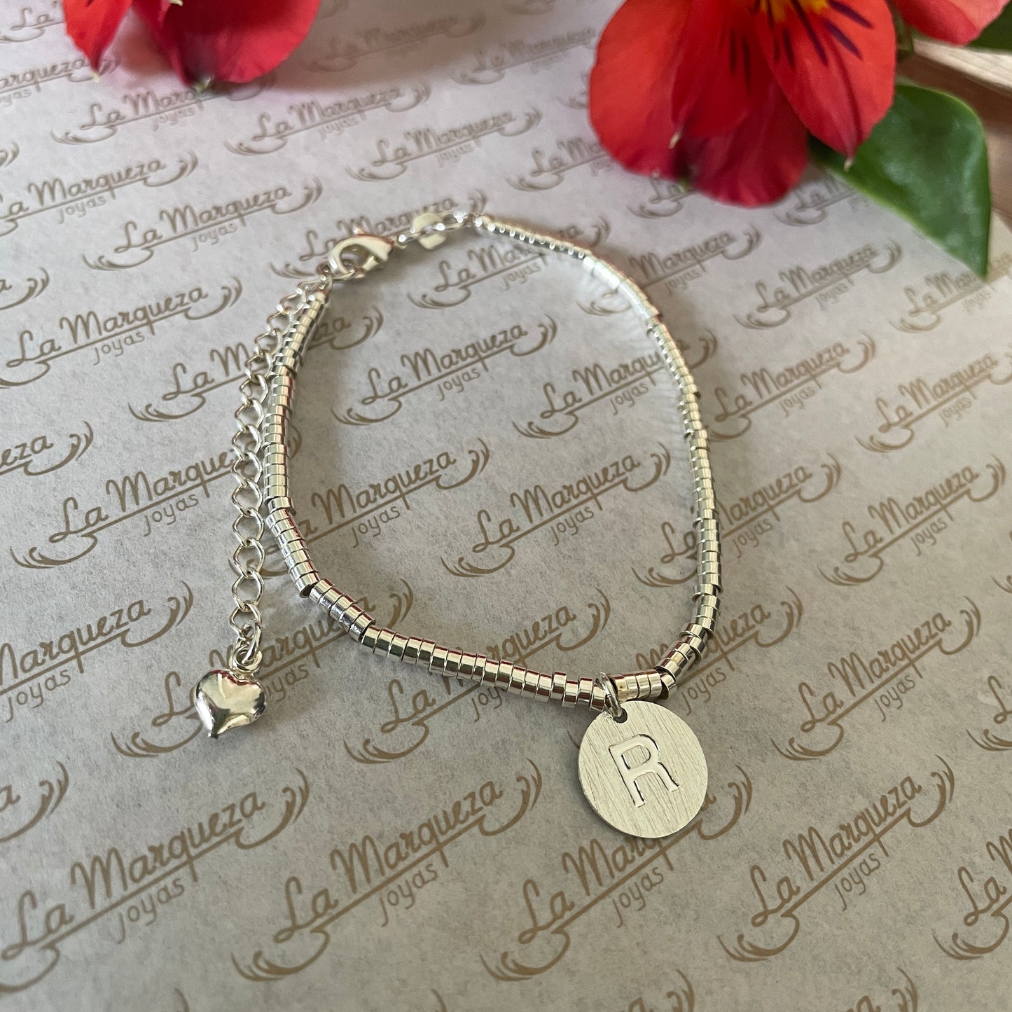 PULSERA LETRA PERSONALIZADA  - BAÑADO EN PLATA